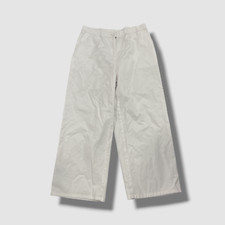 Eileen Fisher Women's White Cotton-Hemp Cropped Wide-Leg Pants Size M