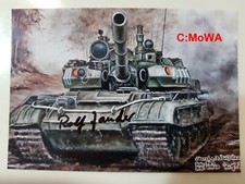 Postkarte (T-55AM2) mit Originalsignatur, NVA, Panzer, east german army
