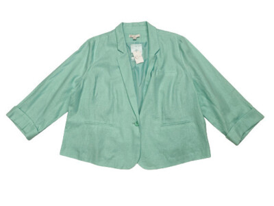 EST. 1946 Women's Green 3/4 Cuffed Sleeve Linen Blend Blazer Jacket Size 22/24W