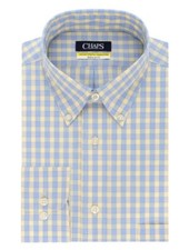 New Chaps Men's Regular-Fit Wrinkle-Free Stretch Collar Dress Shirt Amber NWT