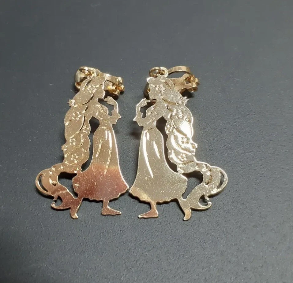 Disney Princess Rapunzel Pink Gold Swinging Earrings