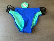 full cut NEW blue lined strappy   L SPACE swimsuit bikini bottom size small