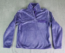 JACHS Cabin Fleece Pullover Purple Snap Button Size M Soft Plush Outdoor