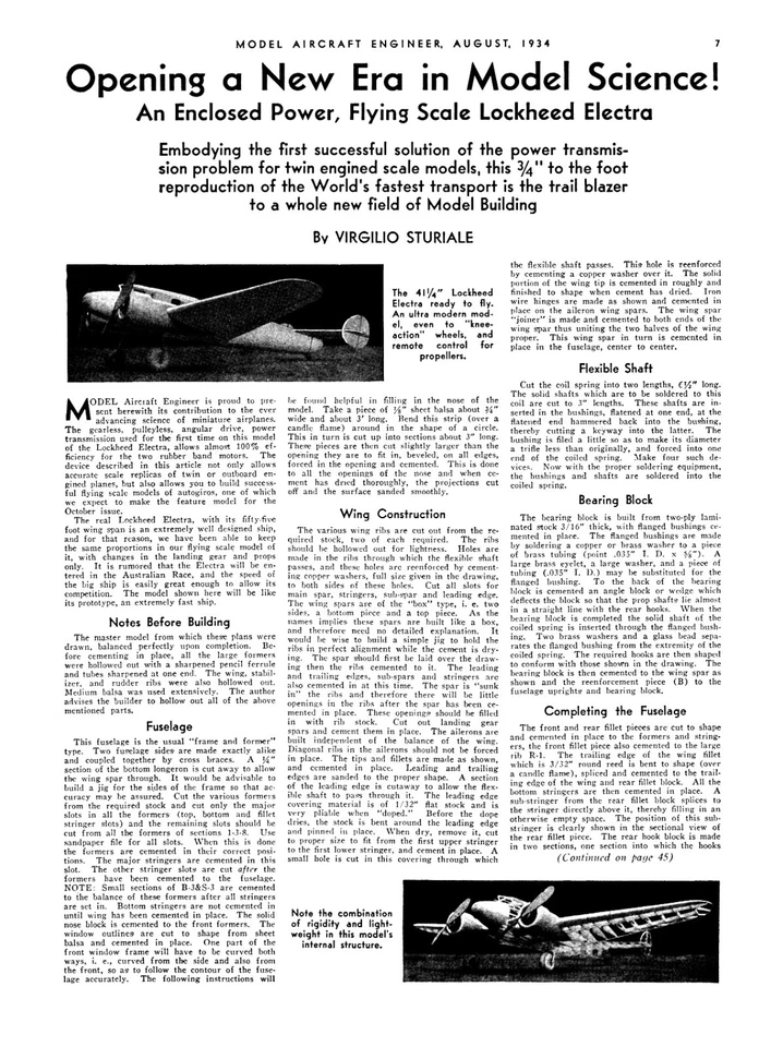 Model Airplane Plans (FF): Lockheed Electra 1/16 Scale 41" Rubber-Powered - Image 2 of 4