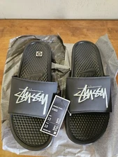 Stussy x Nike Benassi Off Noir Slides Black Brand New Men's 6-12