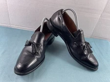 Allen Edmonds Loafers Men 9.5C Grayson Shoes Black Leather Tassel Slip on Apron