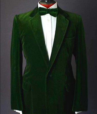 Handmade Herren Grüner Smokingjacke Luxus Designer Party Blazer Samt Jacke