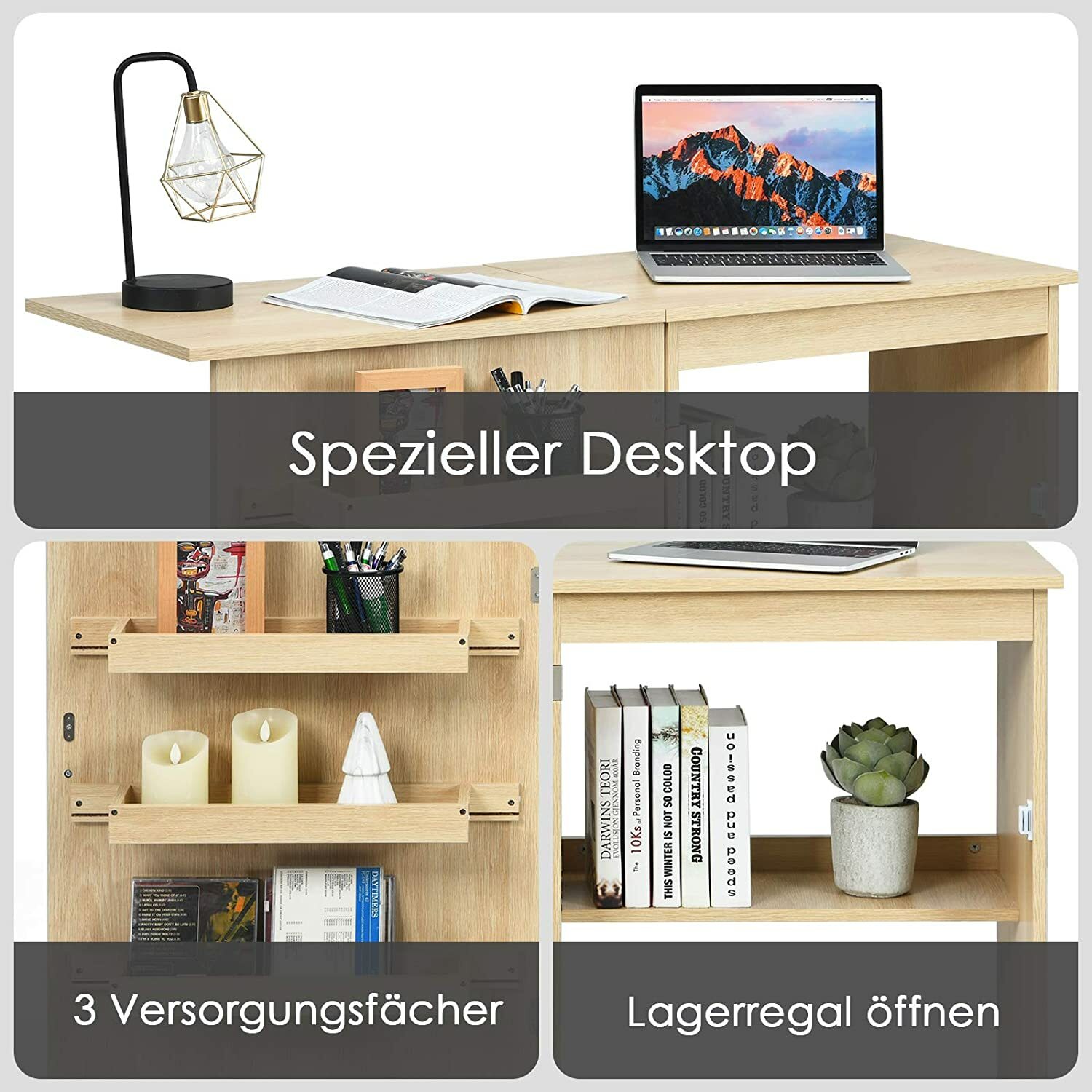 2 in 1 Nähschrank Schreibtisch Nähtisch klappbar Nähmaschinentisch