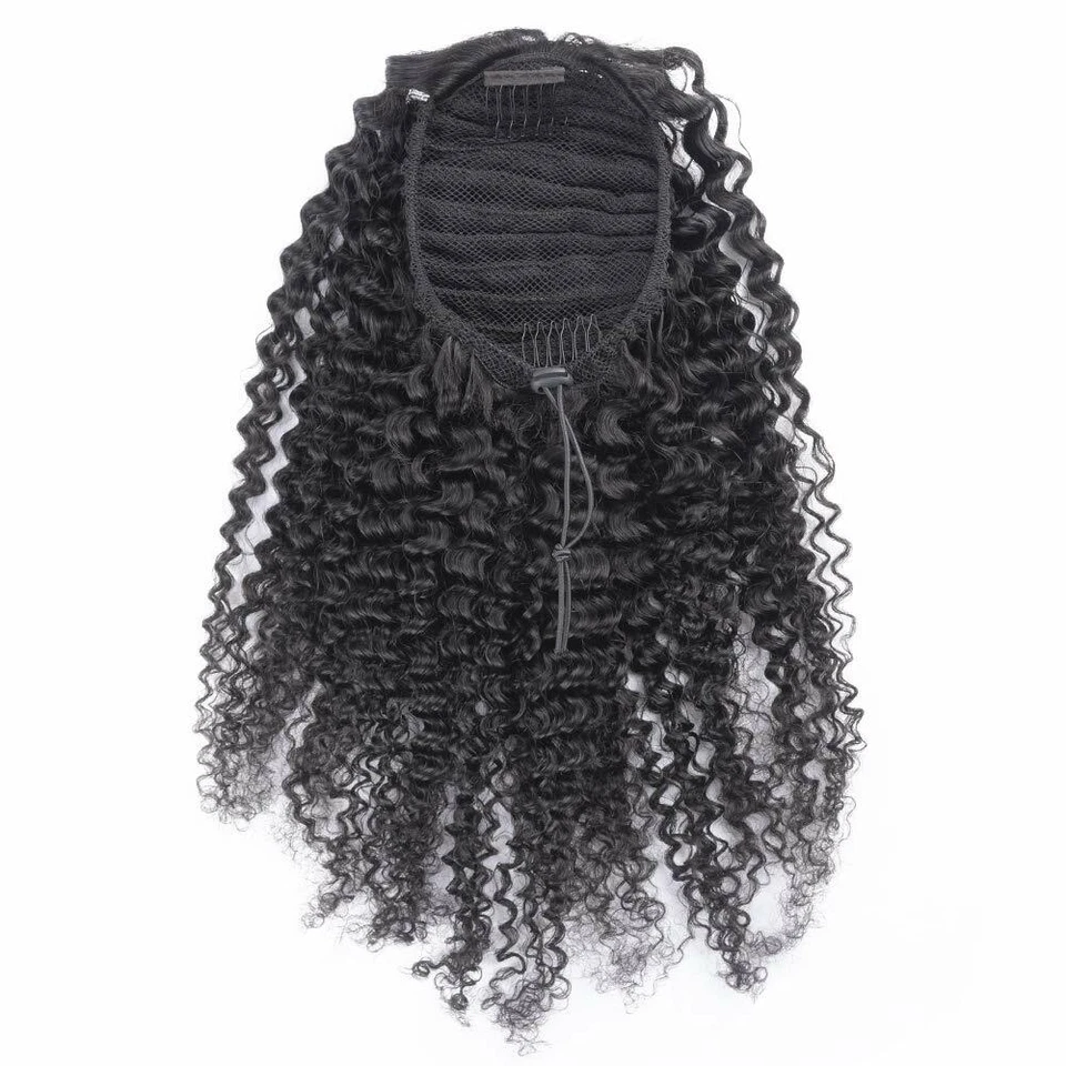 Extensiones de cola de caballo rizado rizado rizado cabello humano cola de caballo Foto 3 de 4