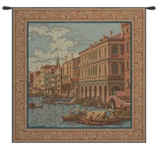 Venetian Serenity: Italian Tapestry Wall Art of the Large Canal ShorelineNew