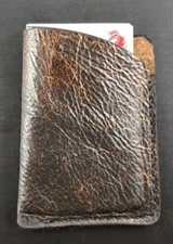 NEW Handmade Slim Minimalist BROWN leather wallet front pocket Micro Wallet NWOT