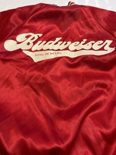 Vintage Budweiser Satin Jacket Beer Promo Snap Front USA Men  s XL Red