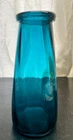 Vintage Teal Blenko Style Art Glass Vase, MCM, Hand Blown Glass, 7.75”