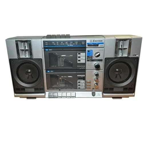 Emerson CTR 949 Boombox AM FM Radio Dual Cass Stereo With Cord Tested Working