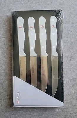 Wusthof Gourmet 4 PC Steak Knife Set New Sealed White Germany
