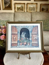 Vintage Framed Print ‘Susie’s Window’ Cute Cat In A Window By Ditz Kitsch Retro