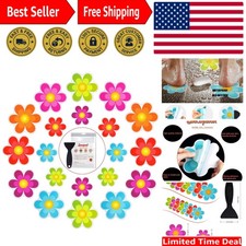 20 PCS Non-Slip Bathtub Stickers - Colorful Floral Appliques for Safety