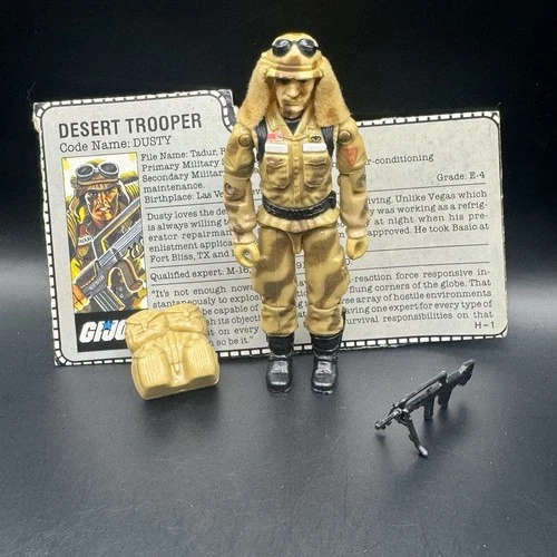 GI Joe 1985 Dusty v1 100% Complete ARAH Action Figure With File Card Repro Bipod