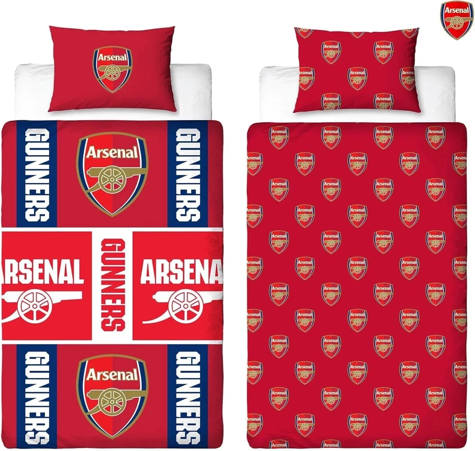 FOOTBALL CLUBS Arsenal FC Single Duvet Cover Bed Set Official Reversible Bedding Polycotton