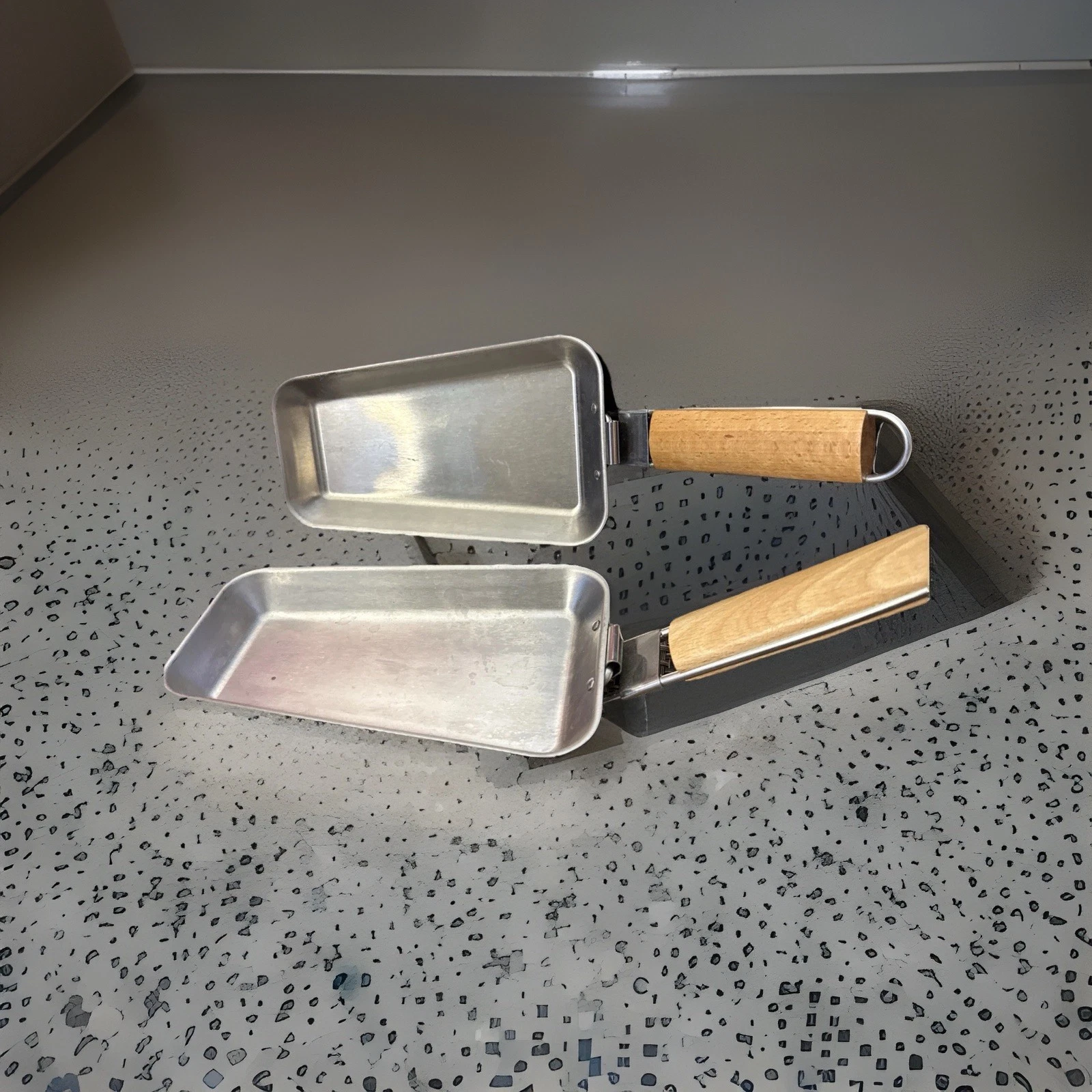 Pair Japanese Tamagoyaki Omelet Pans Removable Wood Handles Egg Pans