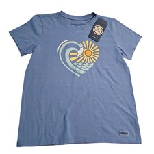 NWT-Life Is Good Blue Heart Ocean Graphic Short Sleeve Tee T-shirt-Choose Size