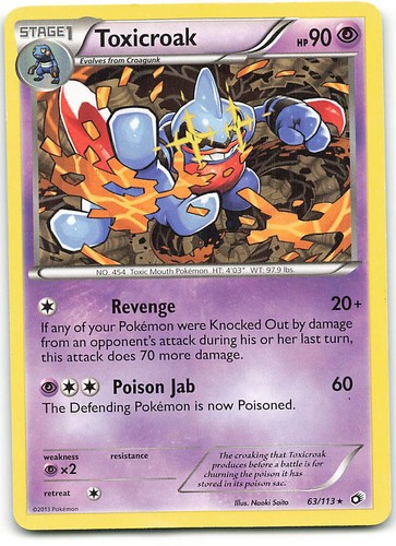 Toxicroak 63/113 Rare Legendary Treasures Pokemon Lightly Played
