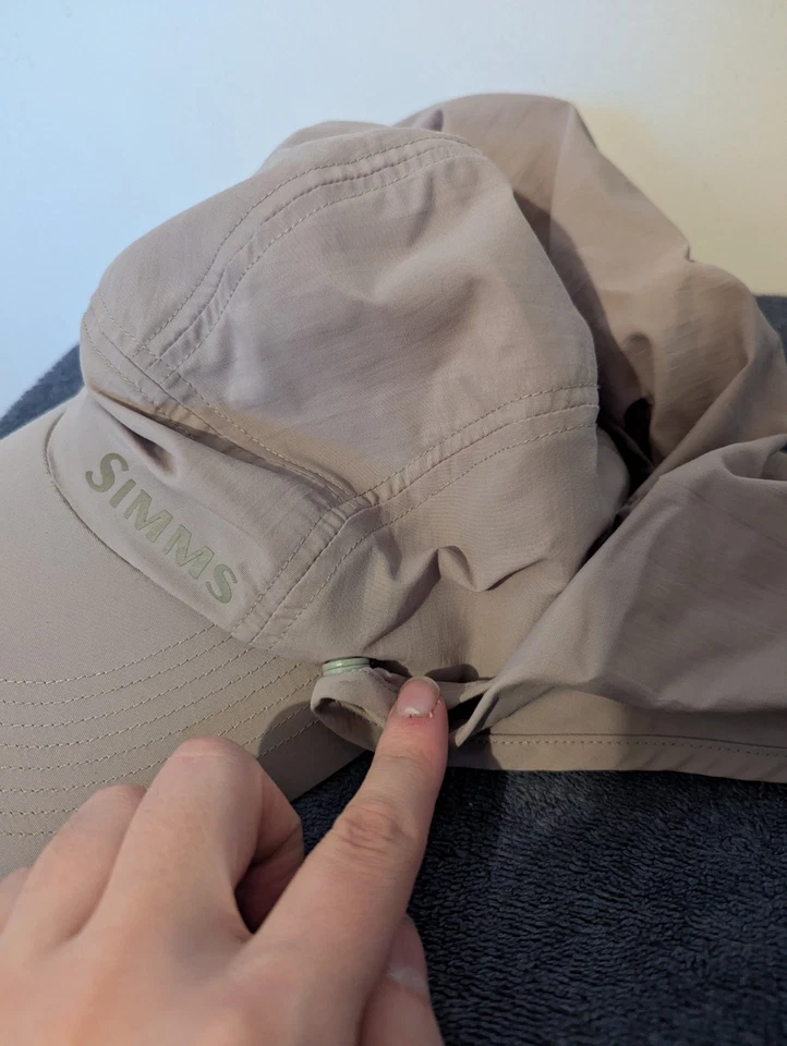 Simms No Fly Zone Sunshield Hat Mens One Size Beige Adjustable Long Bill UPF 50 - Image 3 of 4