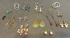 Vintage Lot Of 15 Pairs Dangle Hoop Stud Earrings Estate Costume Jewelry