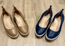 Vionic Leather Jacey Casual Wedges Blue Or Ta...