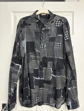 John Galliano Patchwork Gazette Newspaper Long  Sleeve Shirt 52 Large L Rare