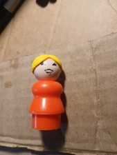 Vintage 1980s Fisher Price Little People Woman in Red Blonde Hair Plastic Kb