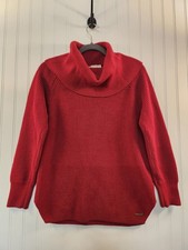 Michael Kors Women's Red Waffle Knit Cowl Neck Sweater Size M Warm Cozy Classic