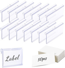 50 Pcs Plastic Wire Shelf Label Holders, 3" X 1.65" Clear Price Tag Holder with