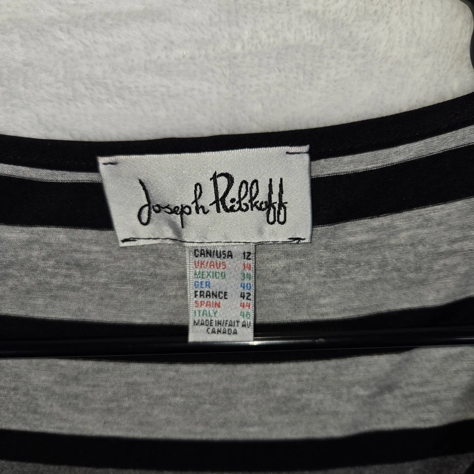 Joseph Ribkoff Pink Black And Gray Striped Stretch Sleeveless Tank Top Size 12 - Image 2 of 4