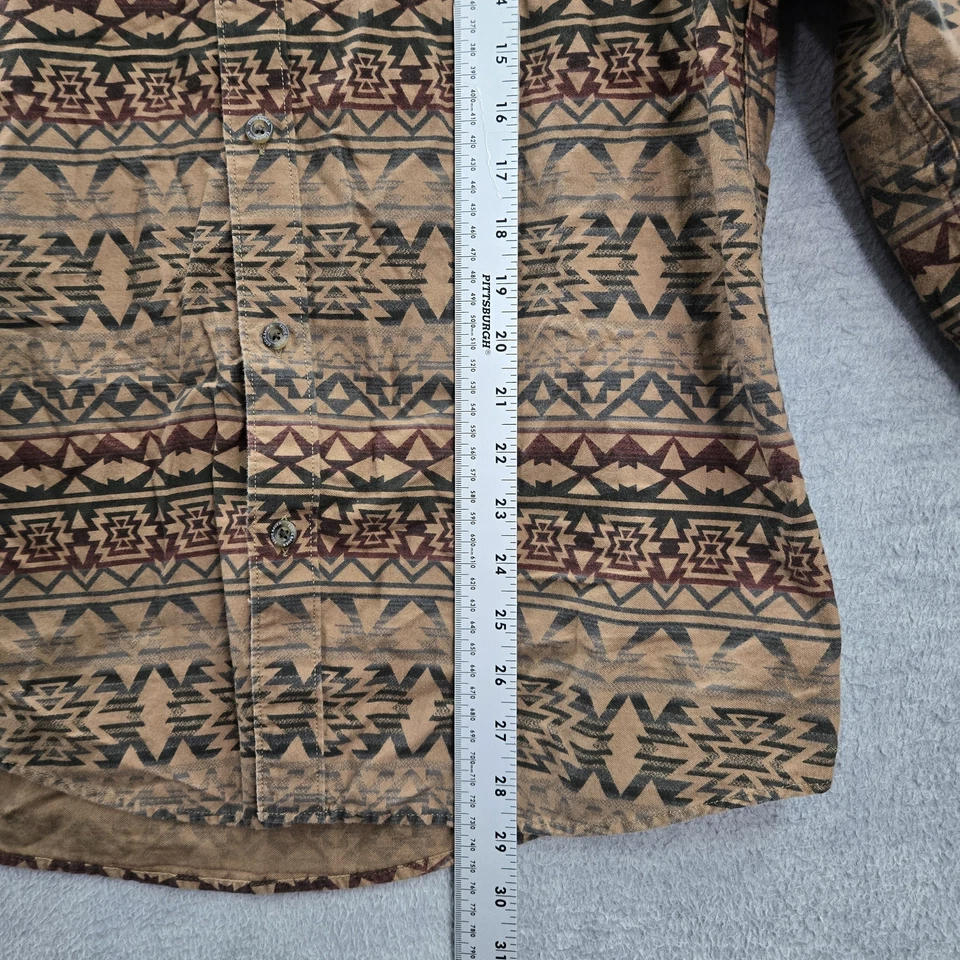 Camisa Eddie Bauer Hombres Abotonada L Marrón Geométrica Azteca Suroeste Manga Larga Foto 3 de 4