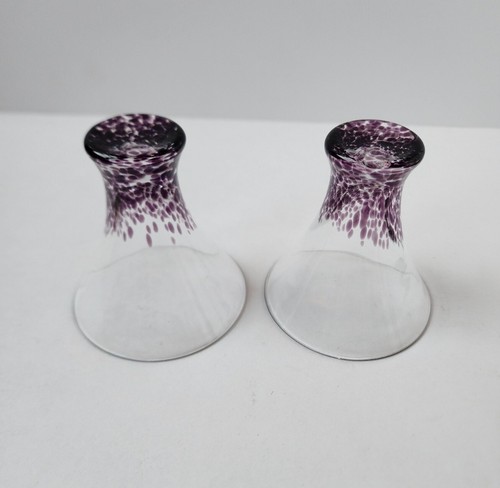 Mid Century Modern Purple Amethyst handblown Cocktail Liqueur Clear Glass Flared - Picture 2 of 6