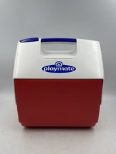 Vintage Igloo Playmate Can Ice Cooler Push Button Blue White Red Made in USA