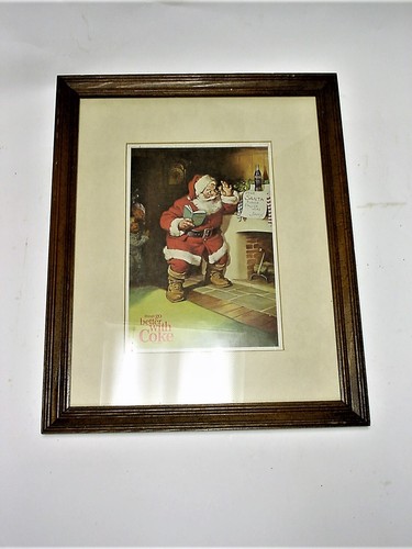 SANTA CLAUS ORIGINAL COCA COLA ART PRINT, FRAMED 13 X 16 EXCELLENT CONDITION - Picture 2 of 3