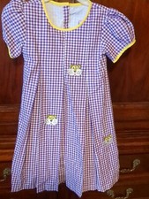 Nola Smocked LSU Tiger Purple/White Checked Sz 7 dress