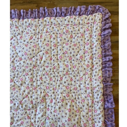 Circo Love N Lilacs Baby Comforter Quilted Ruffled Purple Pink Green Retired HTF - Picture 8 of 13