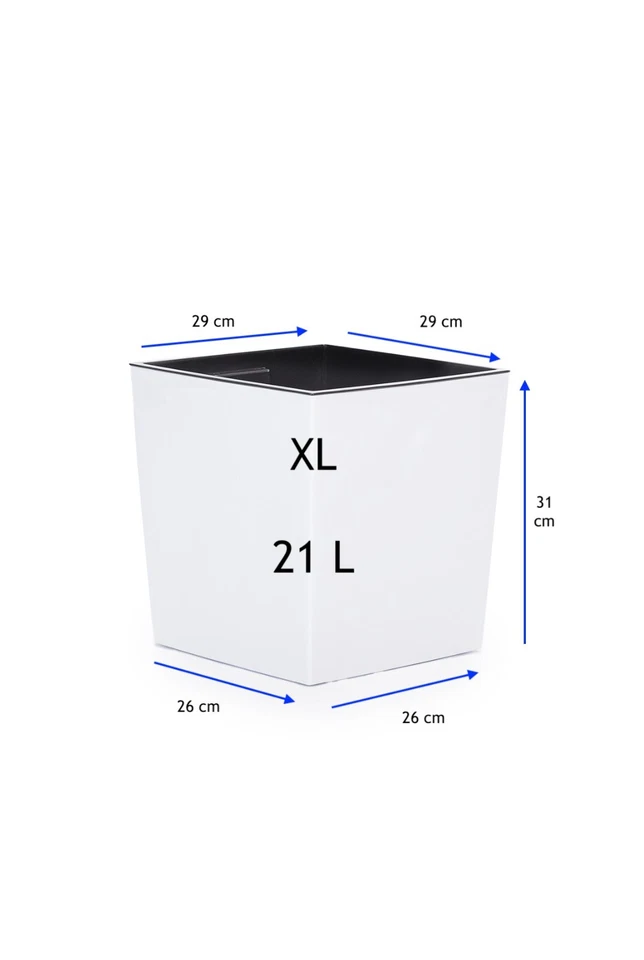 Blumenkübel Eckig Hochglanz weiß Blumentopf Übertopf SET 2x XL (H:31cm)  - Bild 2 von 4