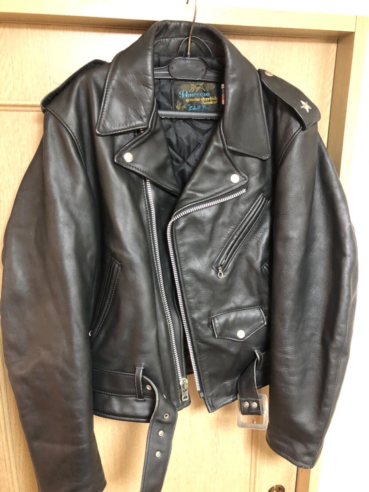 Schott Perfecto Double Leather Riders Jacket Size 38 One Star Made in USA