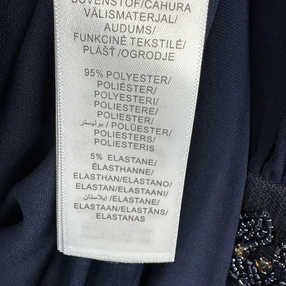 Vestido de noche Adrianna Papell para mujer talla 8 manga larga con cuentas volantes azul Foto 3 de 4