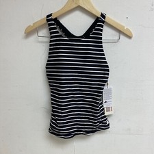 CALIA Women's High Support Tankini Swim Top Stripe Black/ White WSA23302PRT