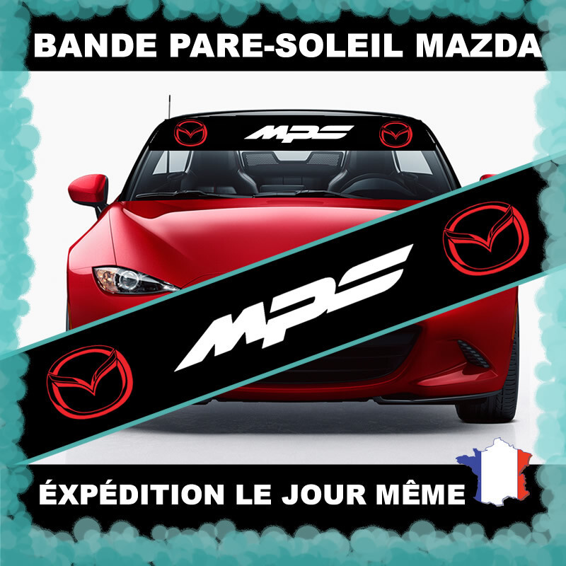 Bande pare-soleil MAZDA MPS de qualité supérieure en vinyle noir mat