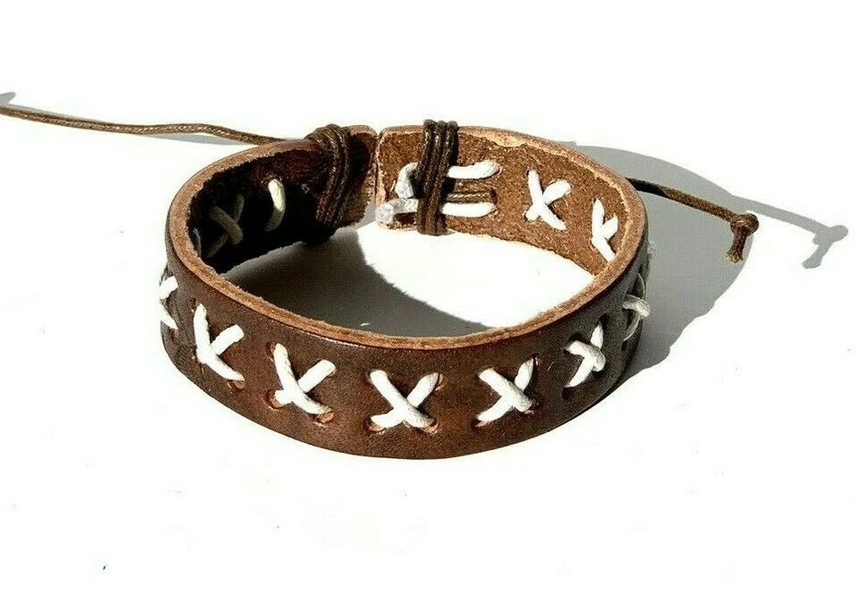 Nuevas pulseras de muñeca de cuero unisex para adultos (juego de 5) vendedor de EE. UU. Foto 3 de 4