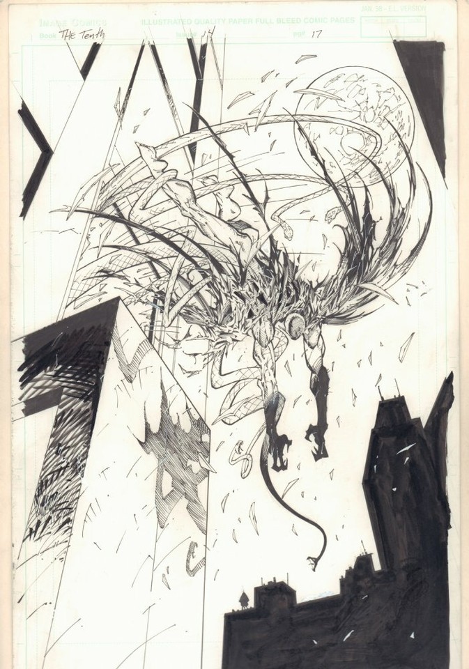 The Tenth #14 p.17 - Crazy Snakes Splash - 1998 art by Tony Daniel Comic Art