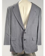 Oscar de la Renta Traveler Worsted Grey Micro Houndstooth Blazer Size 42R