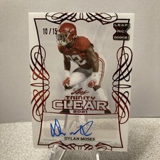 Dylan Moses 2021 Leaf Trinity Clear Red Foil Rookie Auto #CA-DM1 10/15