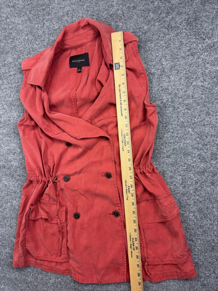 Colete Feminino Banana Republic Botão Grande Salmão Drapeado Safari Peito Duplo - Imagem 4 de 4